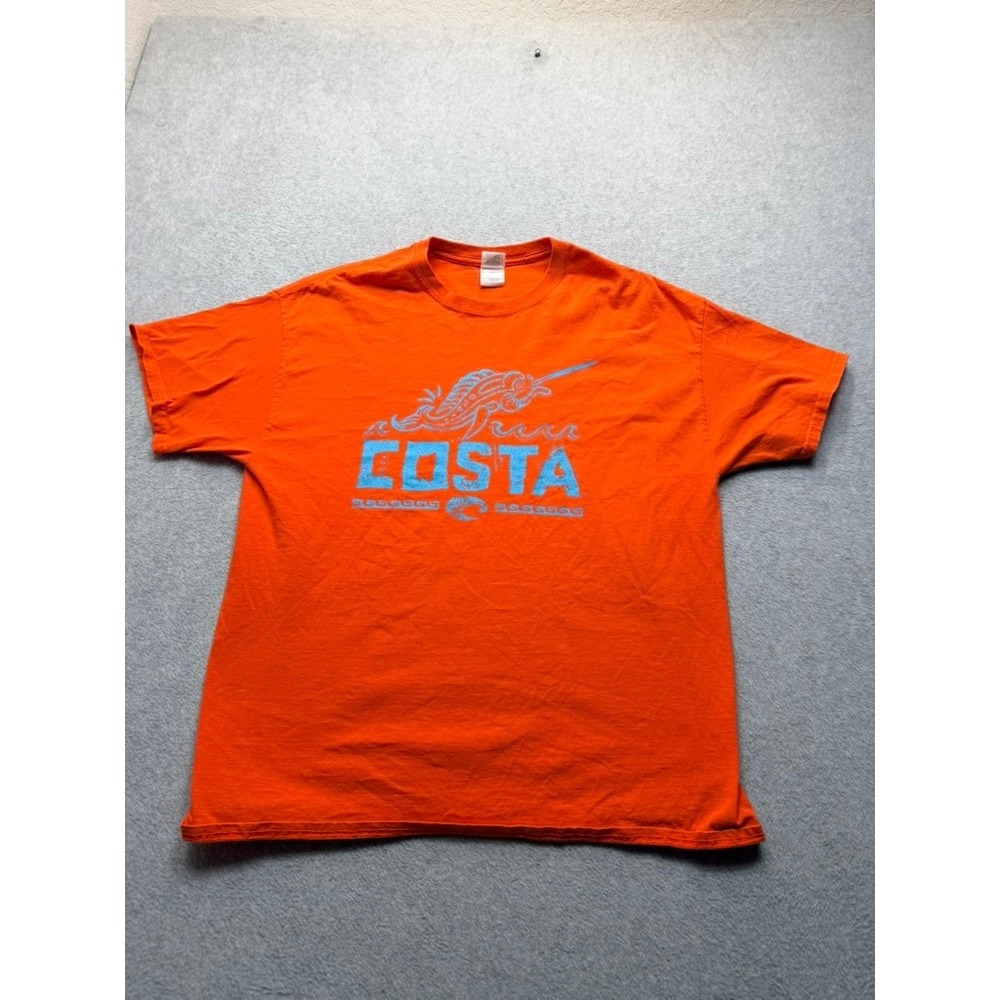 Costa Del Mar Narwhal Graphic T Shirt Mens XL Orange Gildan Ultra Cotton Tee